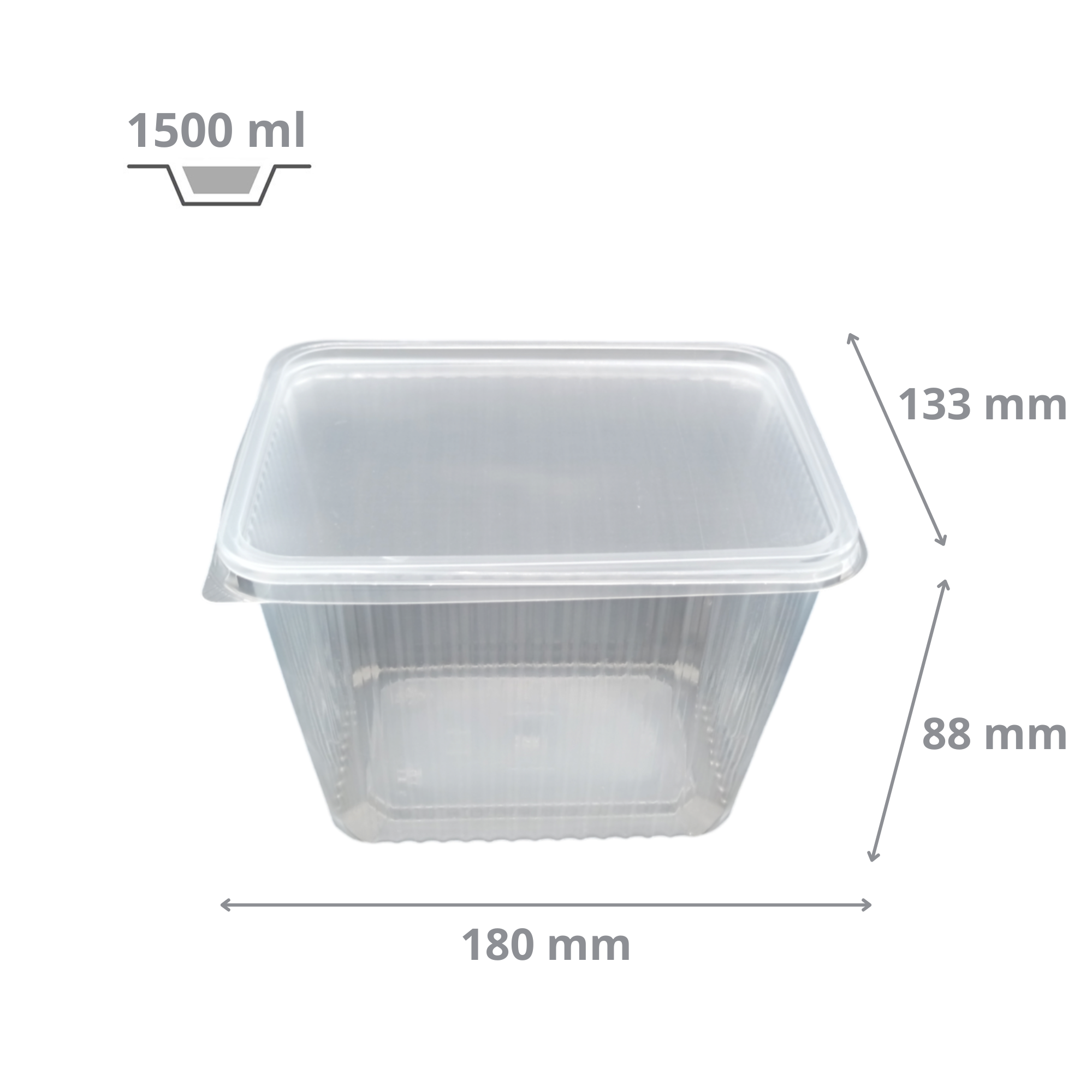 Barquette plastique micro-ondable avec couvercle 1500 cc